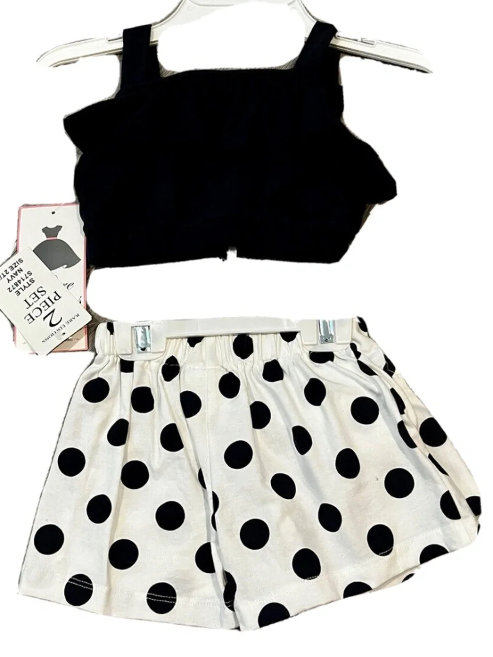 Rare Editions Girls Knit Button Front Top W/Ruffles & Polka Dot Print Shorts 2T